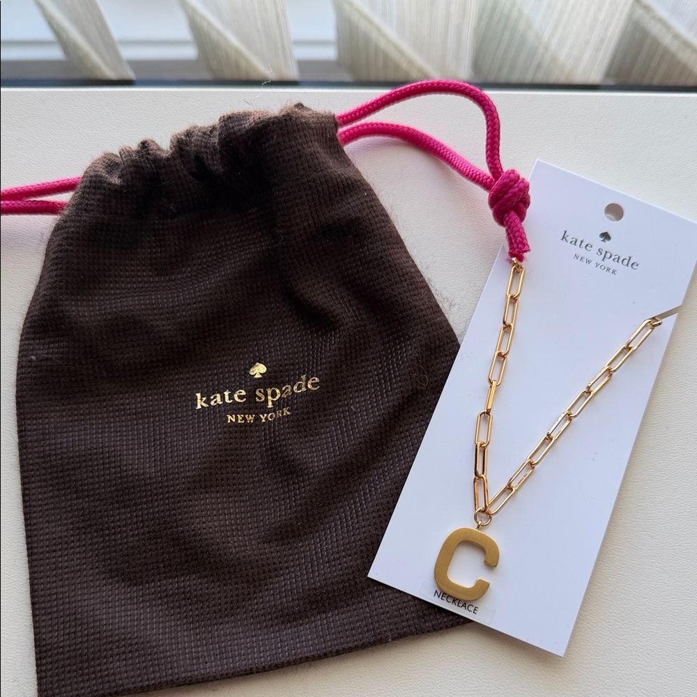 Kate Spade Gold Letter C Necklace with Pouch
